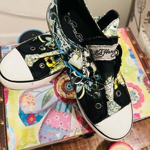 Vintage Y2K Ed Hardy Black Sneakers Size 6